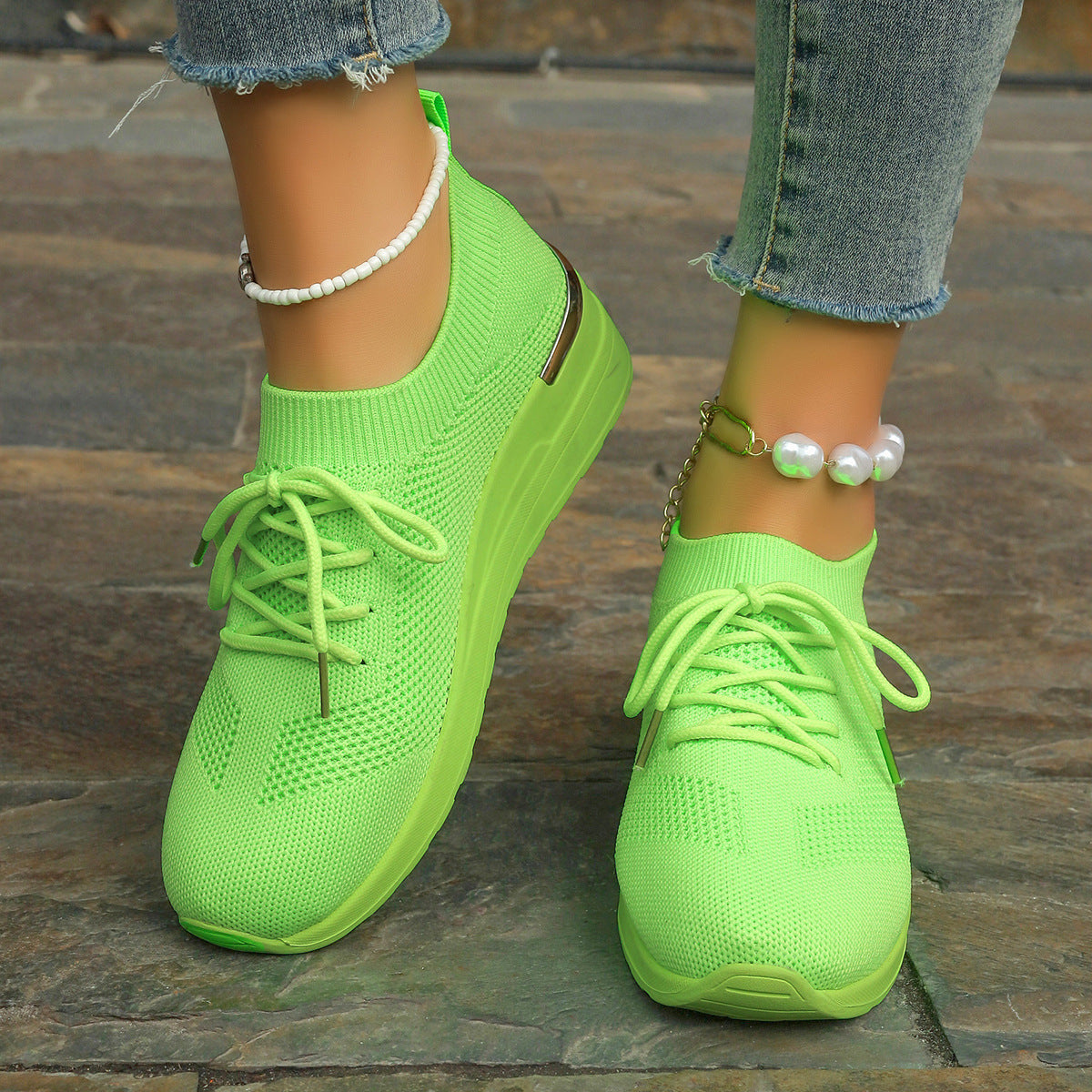 Round Head Platform Shoes - Leisure Front Lace-up Design