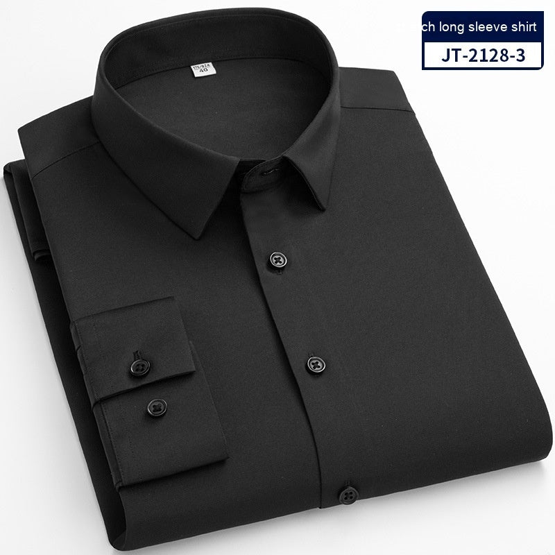 Seamless Elastic Vertical Men's Long Sleeve Elastic Shirt - Solid Color