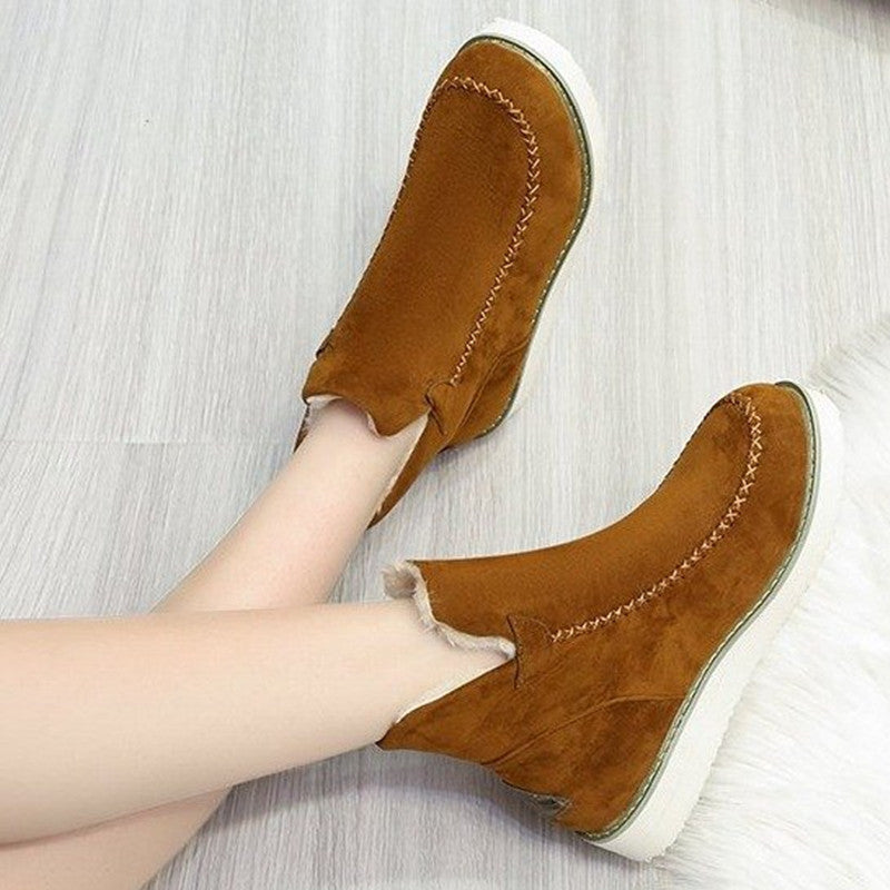 Women Winter Snow Boots Plush Ankle Flats Shoes for Warm Comfort