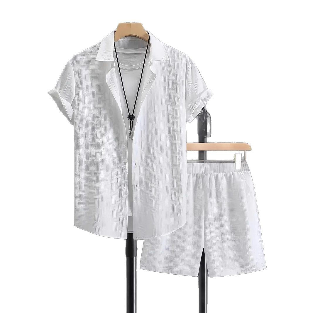 Summer Jacquard Suit in Black and White Solid Color