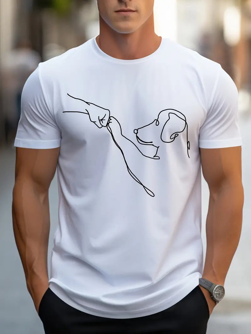 Spring and Summer Men's Letter Printed T-shirt Regular Pattern