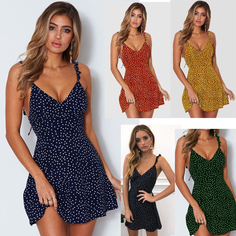 Polka-dot Summer Dress for Women - Strappy Beach Sundress