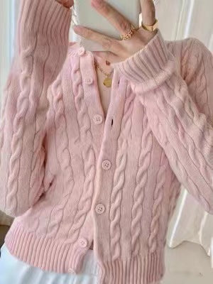 Retro Knitted Cardigan Sweater Single-breasted Casual Coat