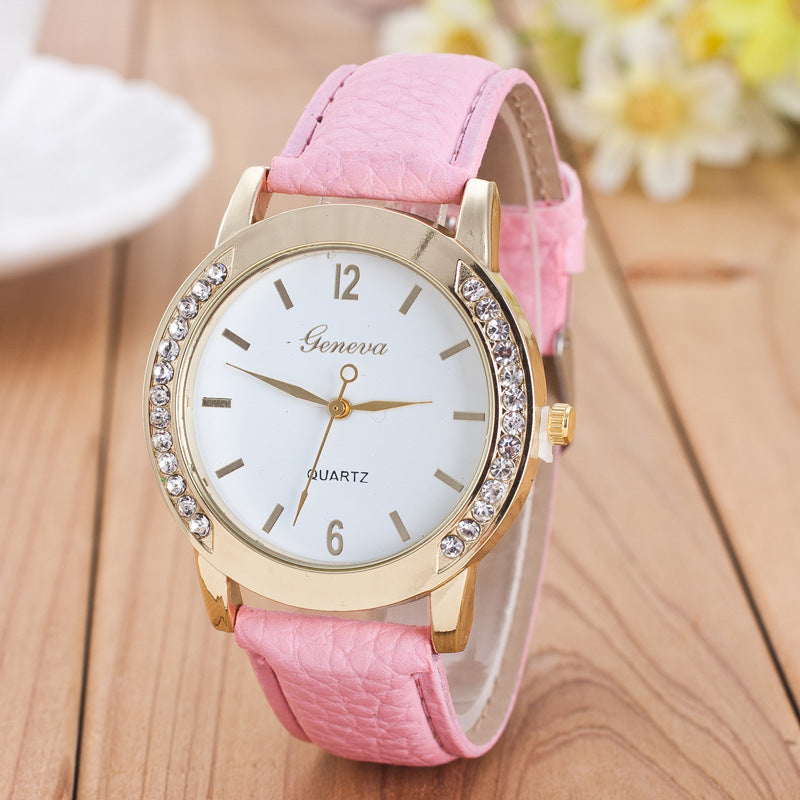 Geneva Diamond Quartz Watch for Women - Elegant Timepiece