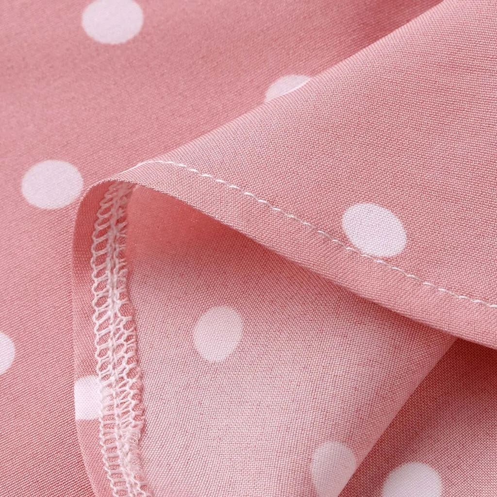 Summer Polka Dot Mini Dress with Ruffle Split Design #D3