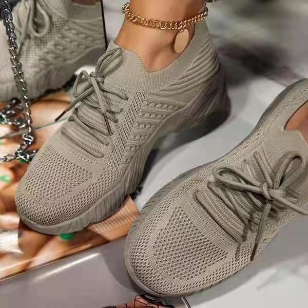Women's Thick Bottom Sneakers - Comfortable Solid Colour Thick Sole Shoes