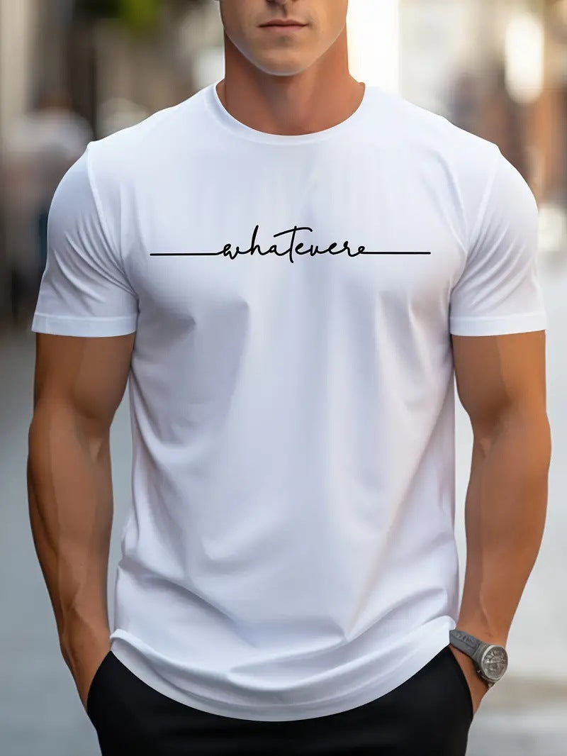 Spring and Summer Men's Letter Printed T-shirt Regular Pattern