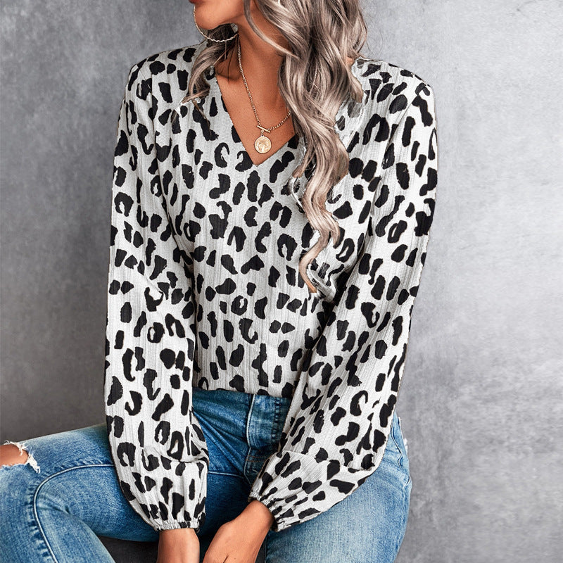 Elegant V-neck Shirt Top for Temperament