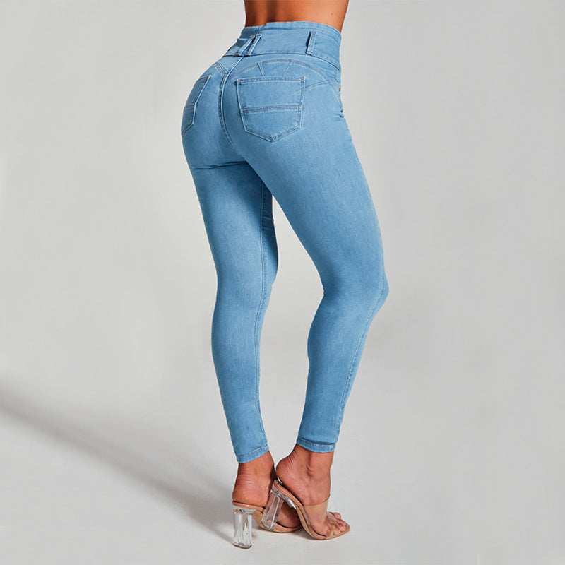 High Waist Skinny Jeans Women's Stretch Shaping Tight Trousers