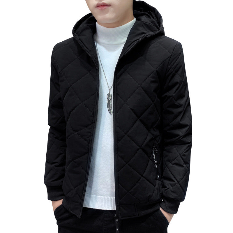 Fleece Jacket Plaid Coat - Diamond Plaid Cotton-padded Design