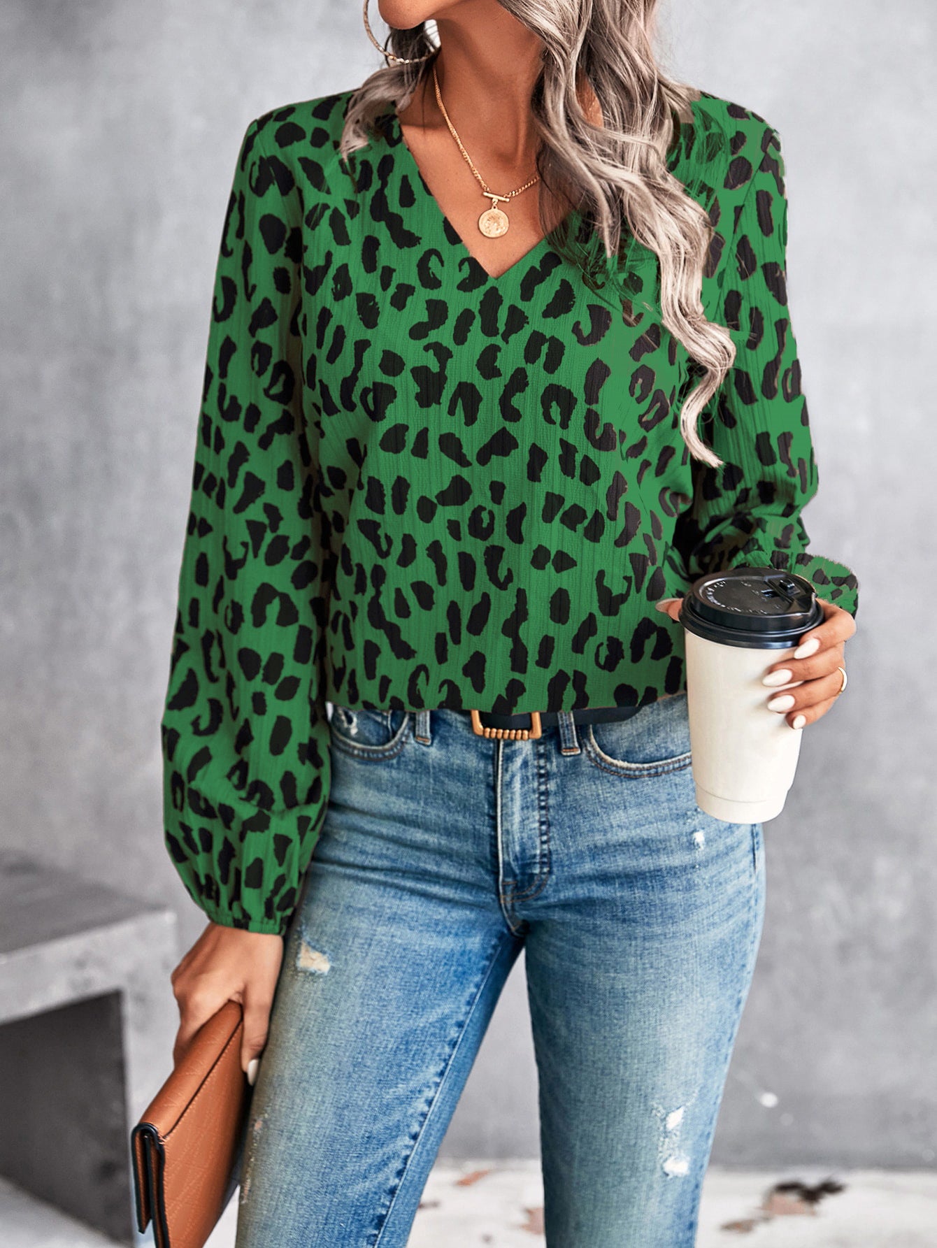 Elegant V-neck Shirt Top for Temperament