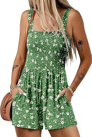 Flower Print Jumpsuit Summer Fashion Sleeveless Beach Bodysuit