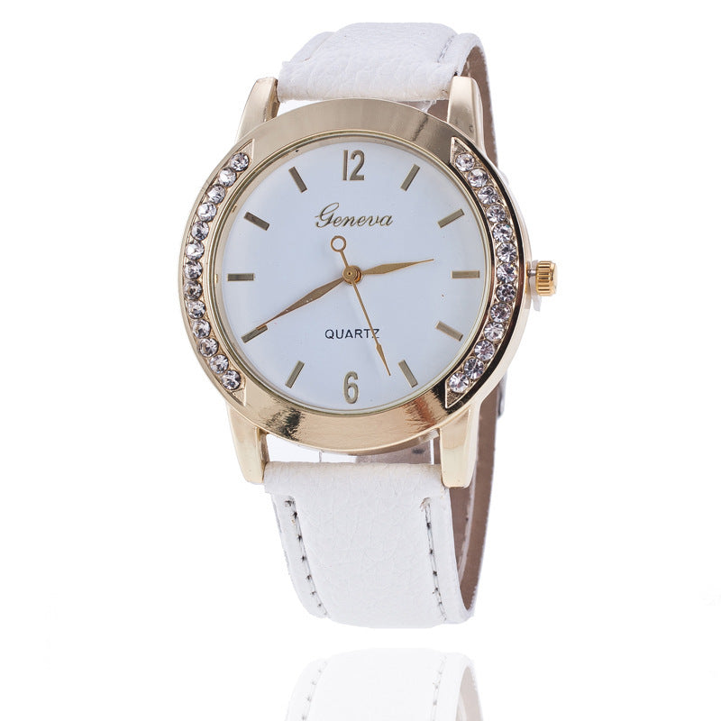 Geneva Diamond Quartz Watch for Women - Elegant Timepiece