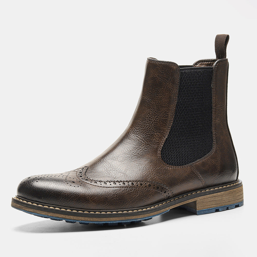 Chelsea Boots for Men - Retro Sleeve Mid-top Carved Outer