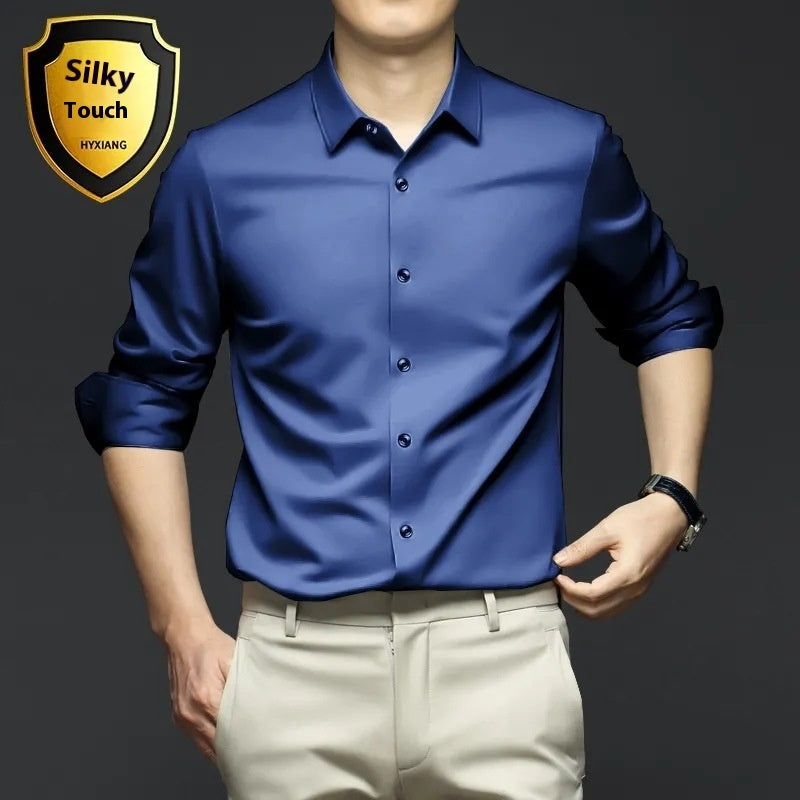 Business High-End Ice Silk Shirt - Luxury Comfort and Style