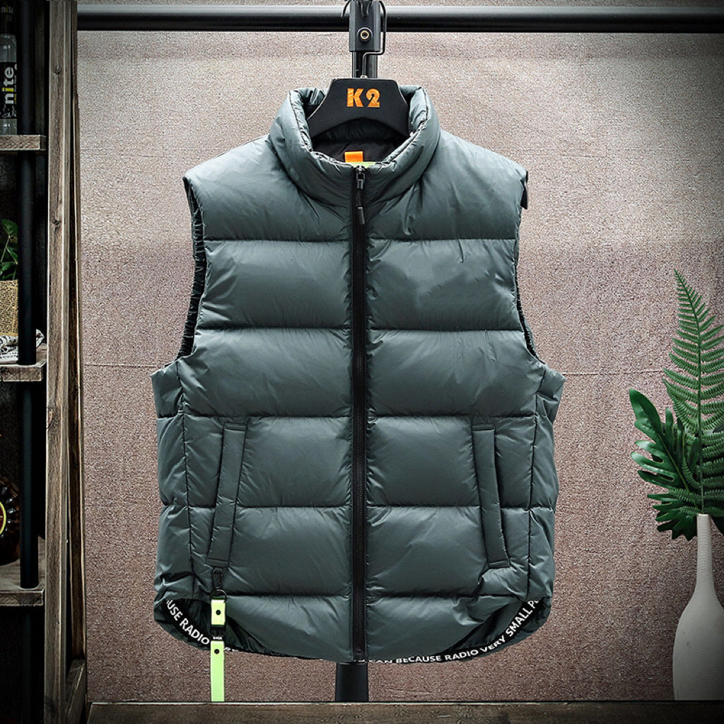 Men's Winter Down Vest - Fashion Stand-Collar Sleeveless Jacket, Solid Thickened Outerwear