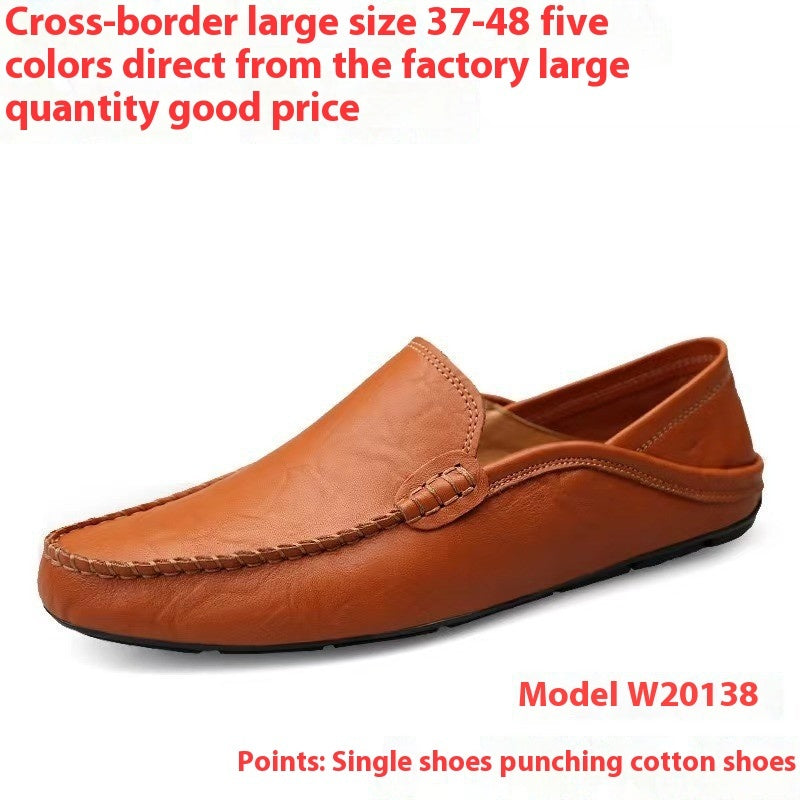 Genuine Leather Men's Shoes - Casual Cowhide British Soft Bottom Footwear
