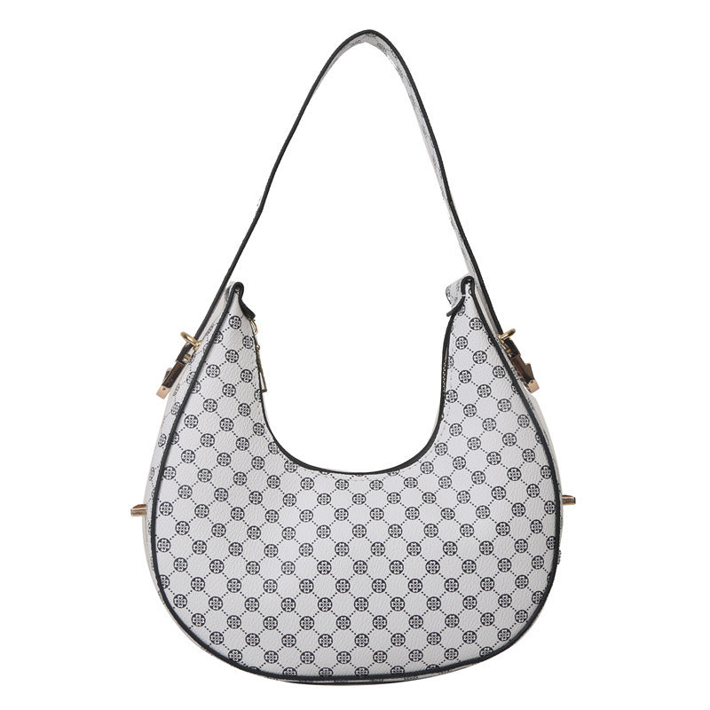 Casual Printed One Shoulder Crescent Bag - Western Style Underarm Bag