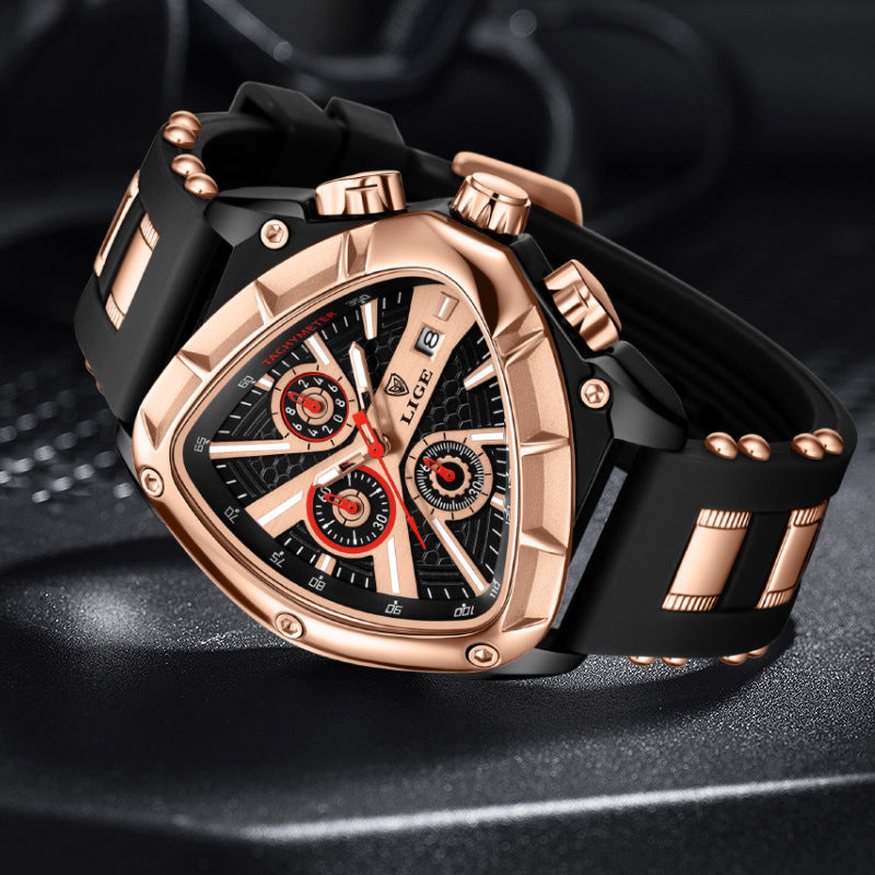 Polygon Men's Waterproof Luminous Watch with Calendar Function