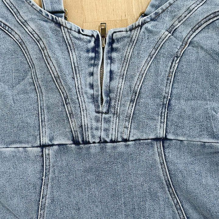 U-neck Denim Dress - New Suspender Summer Casual Slim Fit Dress with Slit Design for Women