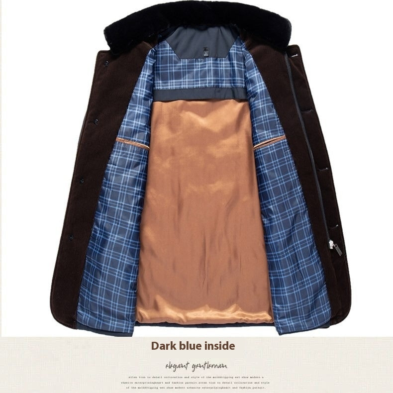 Quilted Coat for Middle-Aged Men Thick Warm Winter Cotton-Padded Jacket