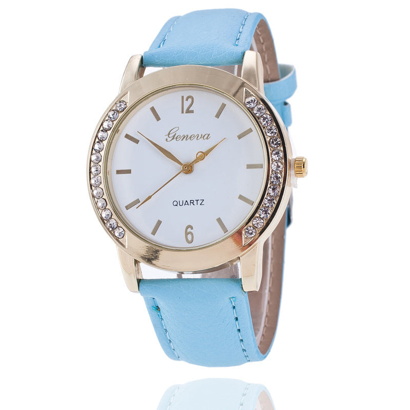 Geneva Diamond Quartz Watch for Women - Elegant Timepiece
