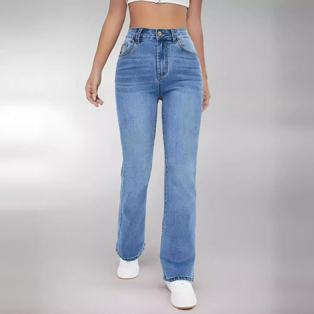 Women's High Waist Slim Fit Jeans - Stretch Straight Design