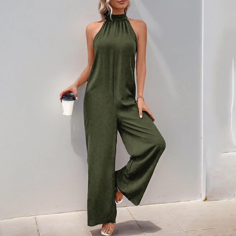 Fashion Halter Jumpsuit Halter Straight Onesie