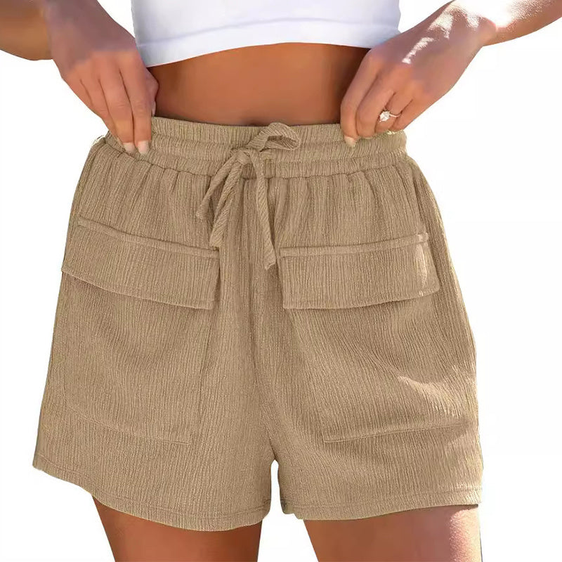 Summer Drawstring Shorts With Pockets for Women - Casual Sports Pants