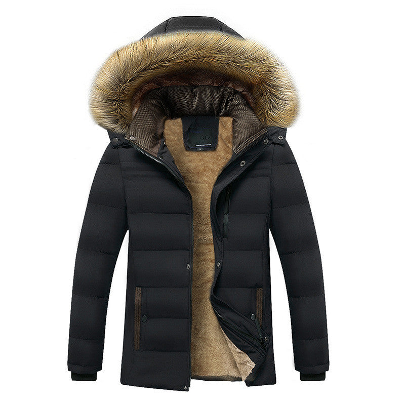 Men's Velvet Cotton-padded Jacket Plus Thick Cotton Padding for Autumn and Winter