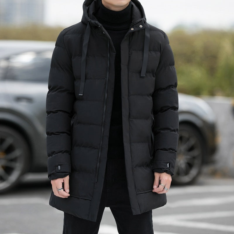 Men's Winter Hooded Jacket Long Warm Windproof Coat Outdoor Fashion