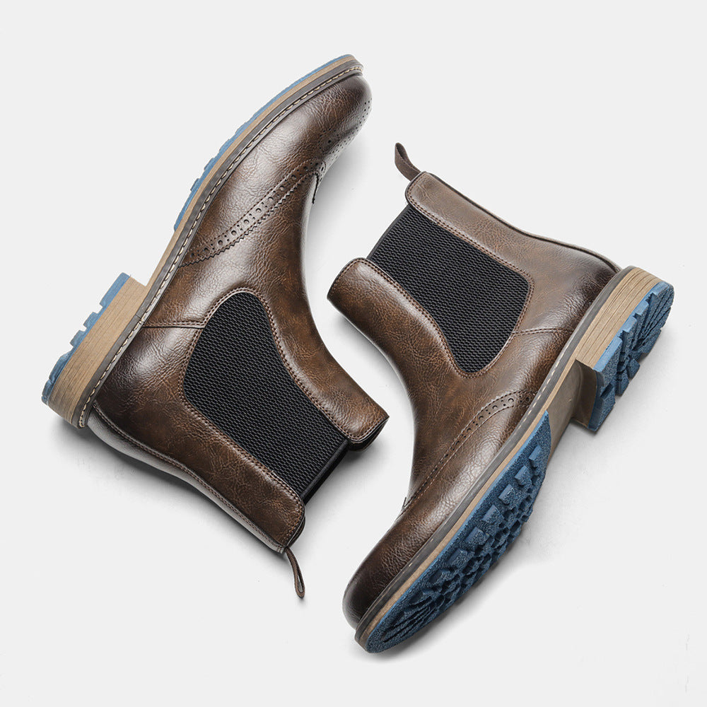 Chelsea Boots for Men - Retro Sleeve Mid-top Carved Outer