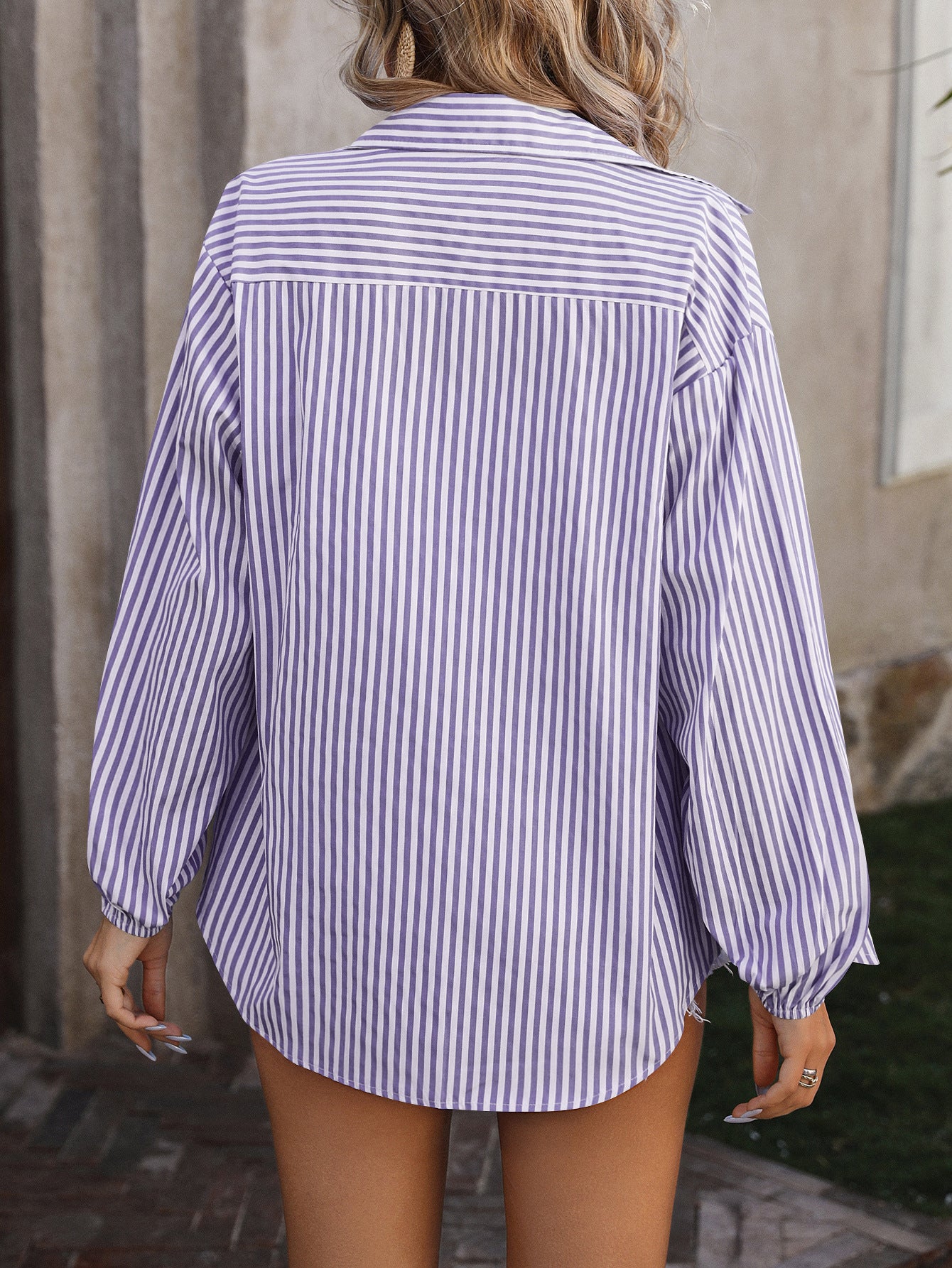 Loose Commute Leisure Striped Long Sleeve Shirt