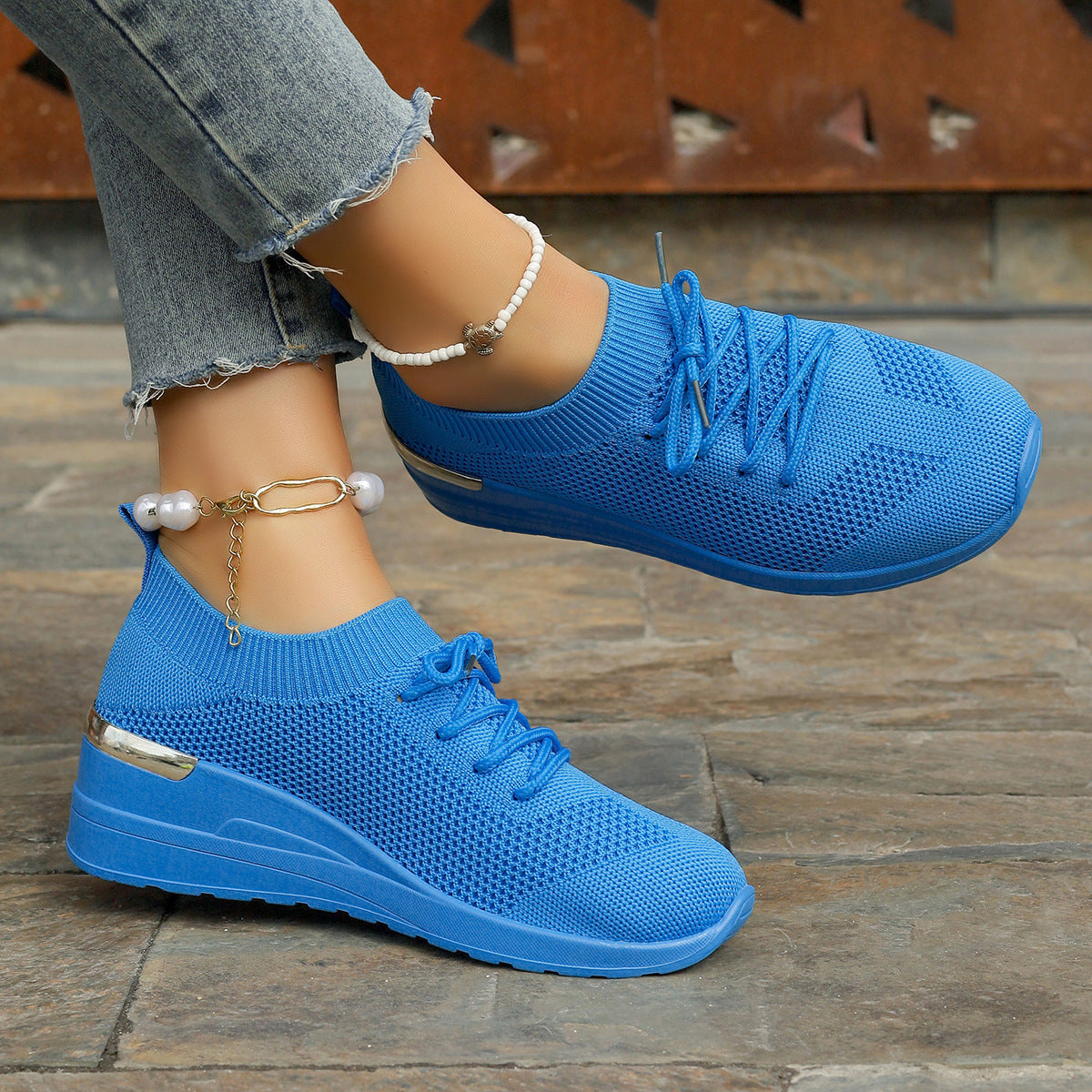 Round Head Platform Shoes - Leisure Front Lace-up Design