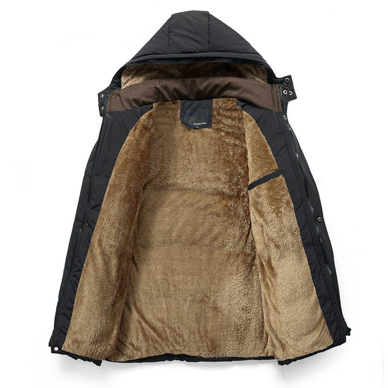 Men's Velvet Cotton-padded Jacket Plus Thick Cotton Padding for Autumn and Winter