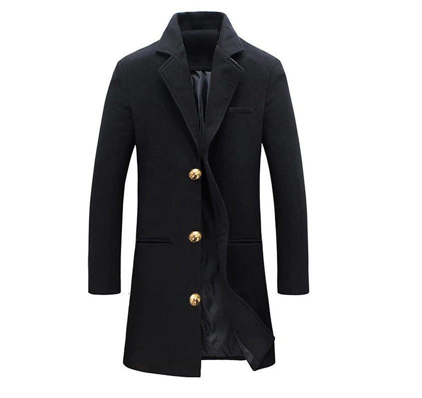 Woolen Mid-length Trench Coat for Men - Multi-color Options Available