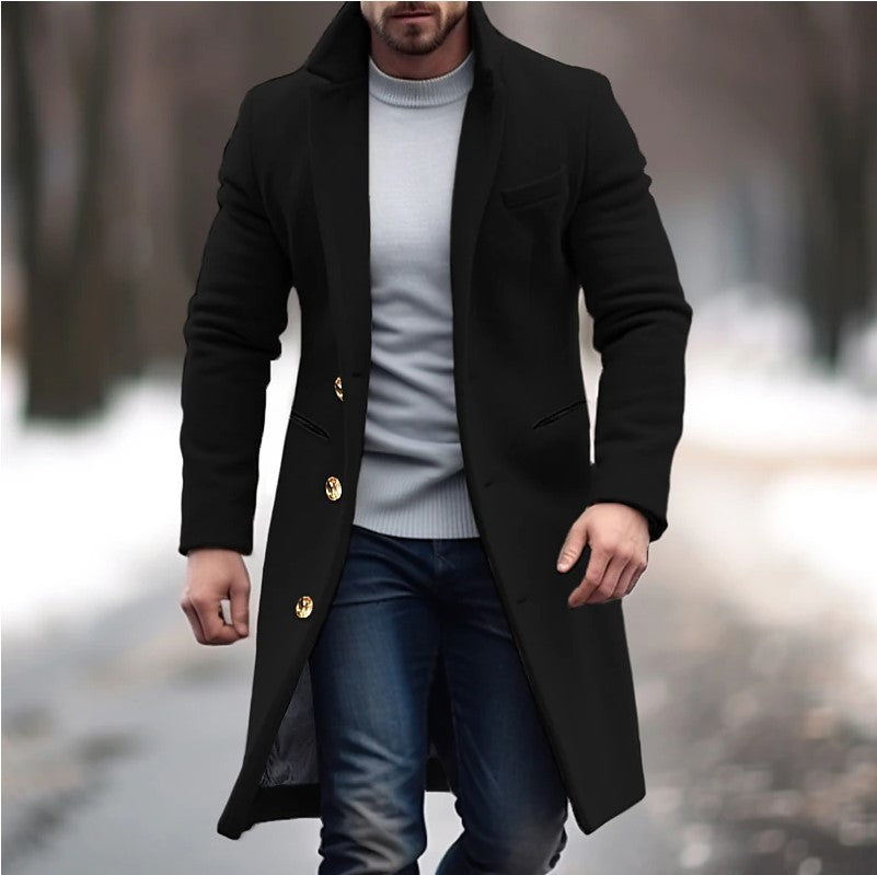Woolen Mid-length Trench Coat for Men - Multi-color Options Available