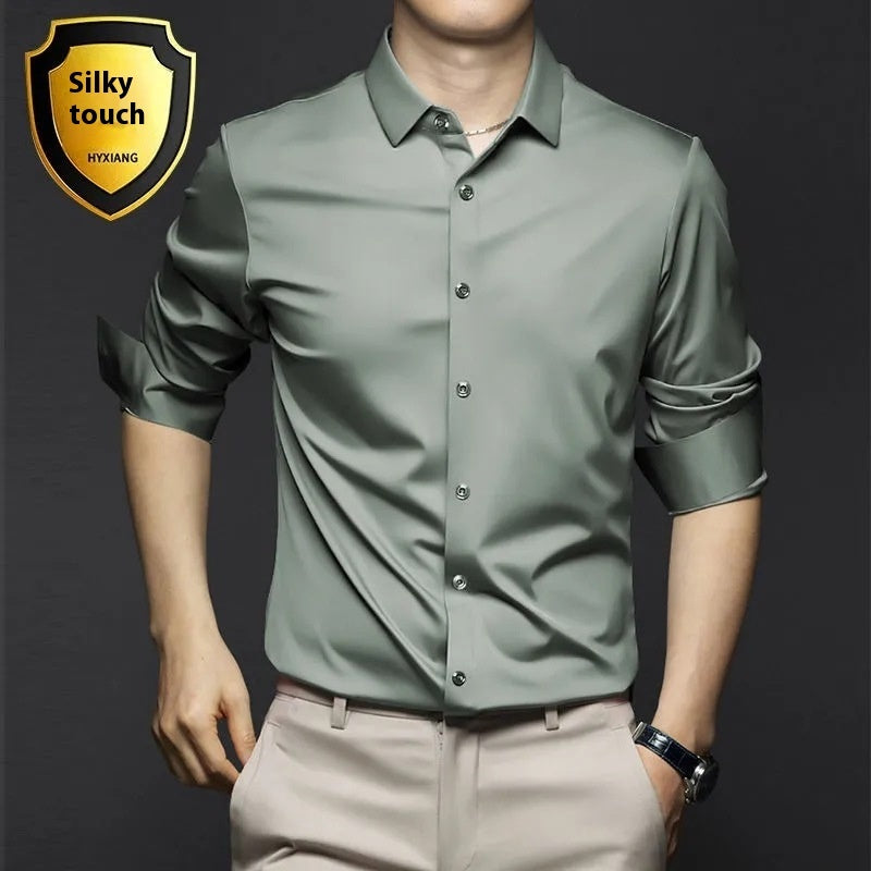 Business High-End Ice Silk Shirt - Luxury Comfort and Style