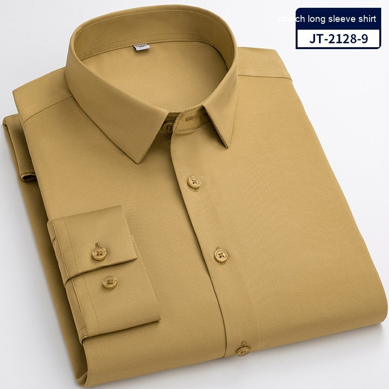 Seamless Elastic Vertical Men's Long Sleeve Elastic Shirt - Solid Color