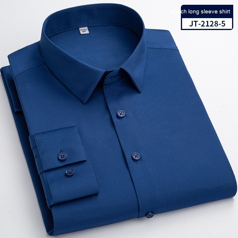 Seamless Elastic Vertical Men's Long Sleeve Elastic Shirt - Solid Color