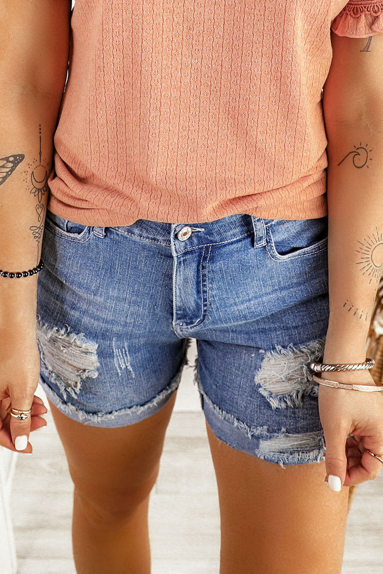 Women's Washed Frayed Shorts for Summer Casual All-Matching Style