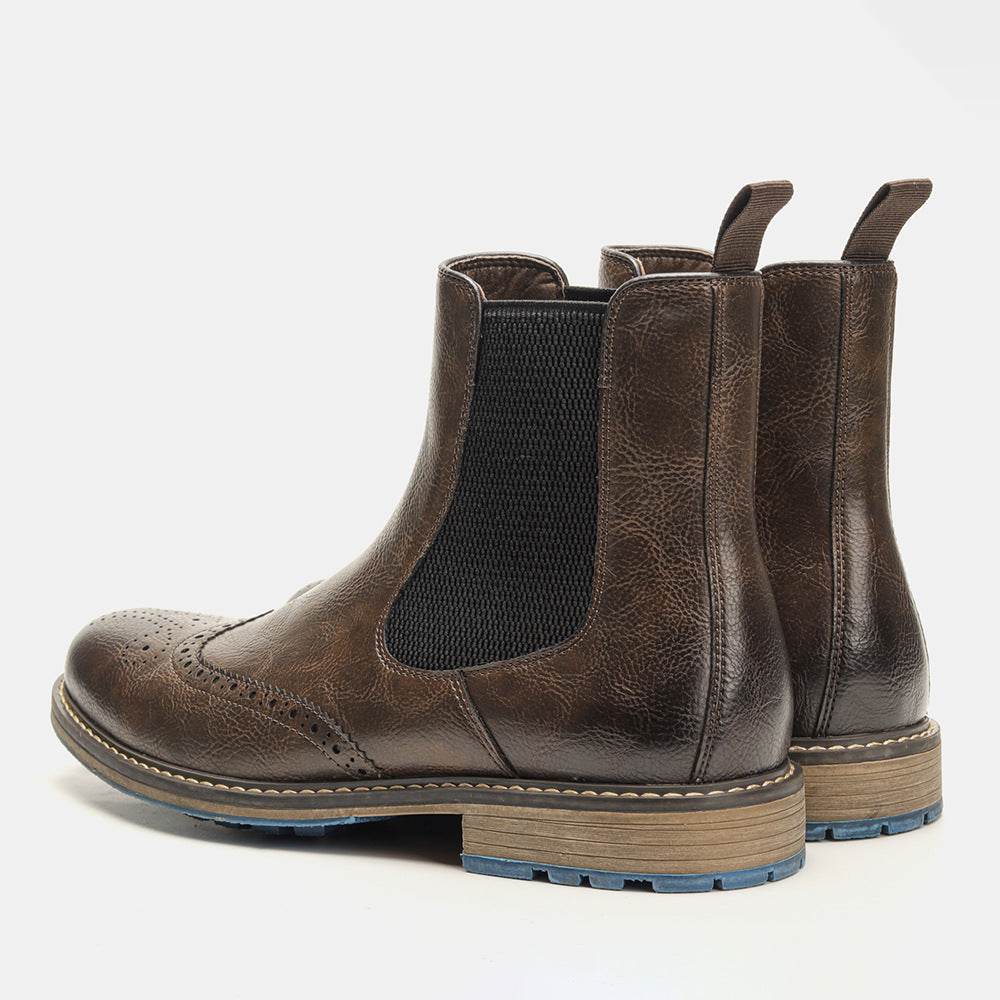 Chelsea Boots for Men - Retro Sleeve Mid-top Carved Outer