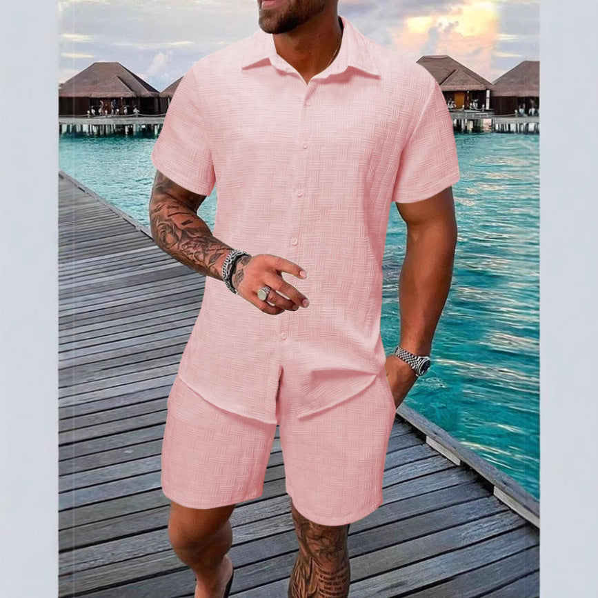 Summer Jacquard Suit in Black and White Solid Color
