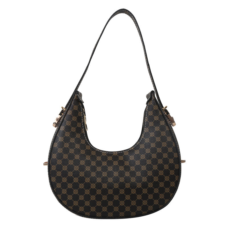 Casual Printed One Shoulder Crescent Bag - Western Style Underarm Bag