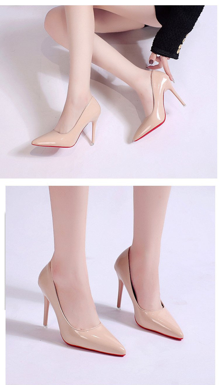 Women's Stiletto High Heels Red Bottom, Sexy Pointed Toe Super High Heel Solid Colour