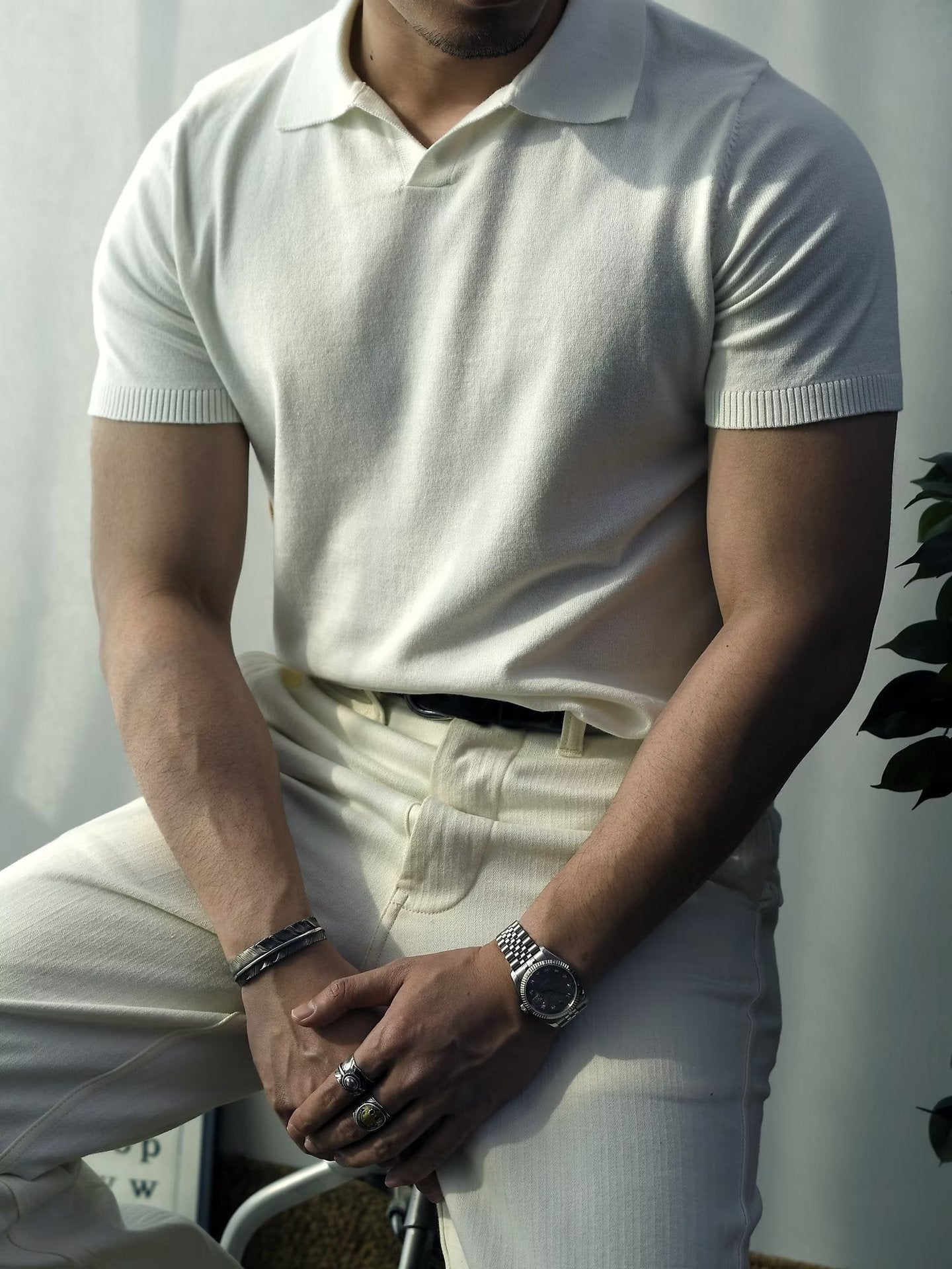 Men's Summer T-shirt - Knitted Light Luxury Cool Short-sleeved T-shirt