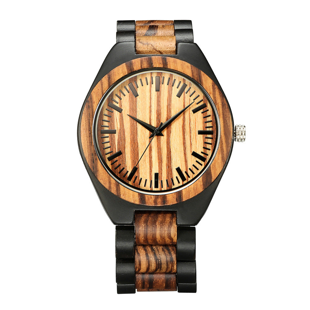 Men's and Women's Large Dial Wood Watch - Quartz Timepiece