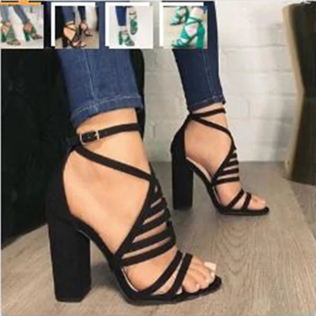 Cut Buckle High Heels Strap Shoes - Stylish Cut Buckle High Heels