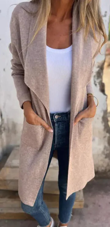 Fall Winter Knitted Cardigan Mid-length Thin Woolen Coat