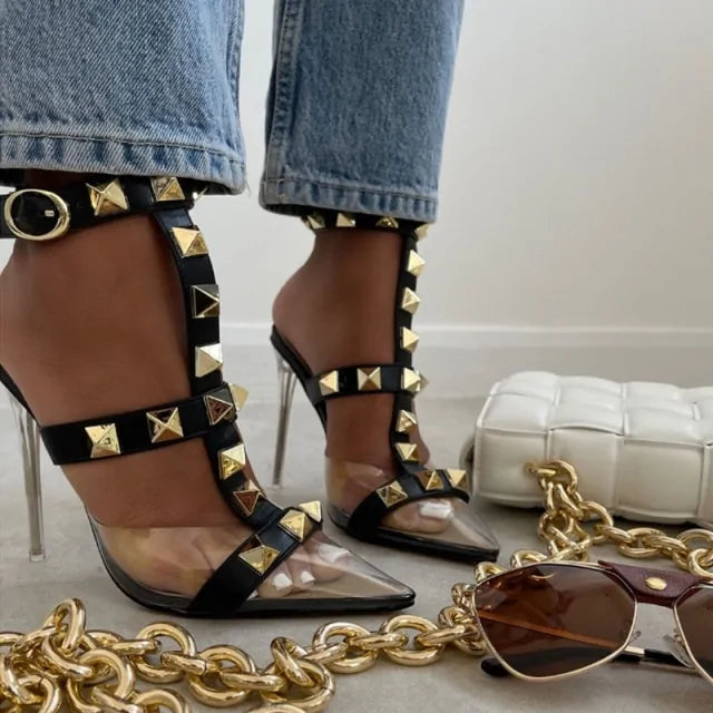 Women's High Heels Rivet - Stylish and Elegant Footwear